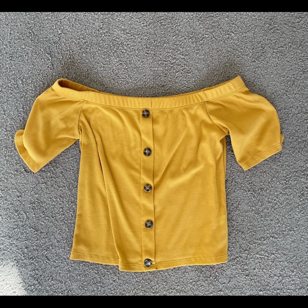 off shoulder yellow top